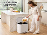 Cefito 20L Trash Bin Steel Pedal Bins Soft Close Kitchen Rubbish Waste Can White RB-20L-1C-WH