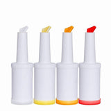4 Pack Bar Pour Colorful Juice Pouring Bottle Containers 34 Oz Plastic Juice Dispensers for Bar Home V1370-AZ4-10464