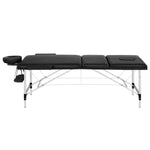 Zenses Massage Table 65cm Portable 3 Fold Aluminium Beauty Bed Black MT-ALUM-GA301-BK-65