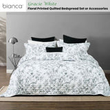 Bianca Gracie White Floral Printed Quilted Bedspread Set Double V442-BCA-BEDSPREAD-GRACIE-WHITE-DS