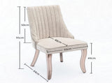 2x Fabric Channel Tufted Dining Chairs with Curved Wood Legs -Beige V226-SW1847BG