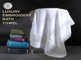 8-Piece White Luxury Coral Fleece Bath Towel Set - Gold Star Embroidery Ultra Absorbent Soft Plush V888-ELOSUNG55371