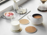 6 Pcs Black Marble Style Ceramic Drink Coasters Set with Holder, Absorbent Stone Coasters for V1366-AZ2-W-18275