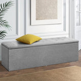 Artiss Storage Ottoman Blanket Box 140cm Linen Grey OTM-L140-GY-AB