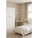 3 Door White Wardrobe Gold Handles, Hanging Rail & Shelves V63-953081