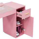 Pink Manicure Table with Electric Dust Collector and Storage, 108x45x77cm V178-59326