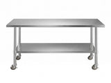 Cefito 1524x762mm Stainless Steel Kitchen Bench w/ Splashback Work Table Prep Bench Commercial 430 SSKB-430S-WHEEL-60-30