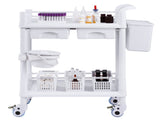 2 Tiers Lab Carts, Lab Utility Cart 2 Trays, 2 Drawers & 4 Silent Wheels, Mobile Medical Cart V952-SYSTCECKFBS4Q6WT7V0