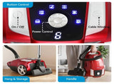 DEVANTI Bagged Vacuum Cleaner Powerful Suction for Carpet Wood Tile Floor VAC-KB-2108-RD