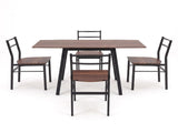 Artiss Dining Table and Chairs Set 5pcs with Extendable 60-120cm Drop-Leaf Table Brown DSET-D-BH07-BR-AB