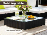 Gardeon 5-Piece Outdoor Sofa Set Wicker Couch Lounge Setting Cover FF-SOFA-BK-5PC-AB