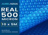 AURELAQUA Pool Cover 500 Micron 10x5m Solar Blanket Swimming Thermal Blue V219-SWPCOVAURA105BX