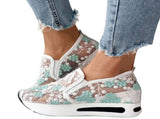 Ladies Fashion Breathable Lace Mesh Flower Embroidery Round Head Thick Bottom Comfortable Casual V1192-AZ-W-33249