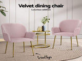 Artiss Dining Chairs Set of 4 Velvet Armchair Pink UPHO-C-DIN-5220-VEL-PKX4