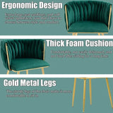 SERENIT Emerald Green Modern Hand Weaving Dining Chairs,Velvet Upholstered Side Chairs with Gold V255-GP1800-DC-EMGREEN