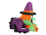 4.43ft Witch Broke Out From Window Inflatable Decoration Built in LED Light Outdoor Props Blow Up V1294-YM0901-3115240073312