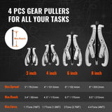 Gear Puller Set 3" 4" 6" 8" 3-Jaw Bearing Puller Wheel Gear Pulley 4 PCS V952-ZSLM43468INCHX86GV0