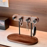 Natural Wood Mushroom Peg Entryway Organizer Wide Tray with Rust-Proof Hooks, Keys & Small Items V1232-ZMYSJ-001