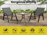 Gardeon 2PC Outdoor Dining Chairs Stackable Lounge Chair Patio Furniture Grey FF-B-STA-CHAIR-GE-X2