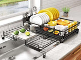 CARLA HOME Expandable Dish Drying Rack with Drainage Spout, Utensil Holder & Drainboardfor Kitchen V178-36264