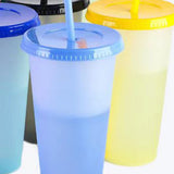 20pcs Color Changing Straw Cups Professional Innovative Food Grade PP Plastic Reusable Cups with V1294-YM0901-3118240153411