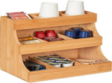 9-Compartment Bamboo Coffee and Tea Organizer for Cups, Pods and Sachets, 24 x 26.5 x 17.5 cm V1188-MS-731-054