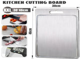 Double-Sided Titanium Cutting Board in Silver, 46x30cm, Durable and Heat Resistant LSB-59252