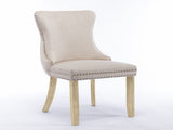 4x Velvet Upholstered Dining Chairs Tufted Wingback Side Chair with Studs Trim Solid Wood Legs for V226-SW8809BG-2