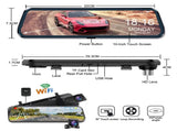 10 4K Mirror Dash Cam, 2K Rear Camera, WiFi GPS ADAS BSD, Stream Media, 64GB Included V462-TA-123-01