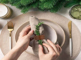 Handmade Round Wooden Napkin Rings - Set of 12 - 2.5 x 5 cm - Wooden Napkin Ring - For Paper and V1188-MS101-01627-1