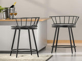Artiss 2x Bar Stools Swivel Metal Chairs BA-J-8138-BKX2