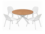 Gardeon 5PCS Outdoor Dining Set Table and Chairs Patio Garden Furniture Lattice FF-DIN-PP210-5SET-WH