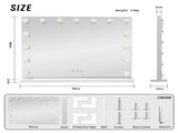 LED Beauty Mirror with 15 Bulbs, Colour Settings, USB A and USB C, White, 58 48cm V196-BM580