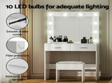 Artiss Dressing Table Vanity Desk Set Stool 10 Led Bulbs White FUR-V-DRESS06-LED-WH-AB