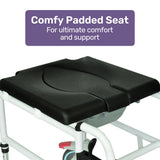 Equipmed Commode Shower Chair, Over Toilet or Bedside 136kg Capacity Aluminium frame with Wheels, V219-HELSBSEQCC5A