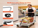 Platform Truck, 907.18 kg Capacity, Heavy Duty Steel Flatbed Cart with Swivel Wheels and Handle, V952-ZDPBC2000LBSULEYG001V0