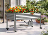 Green Fingers Mobile Raised Garden Bed with Wheels Storage Shelf 81cm Height for Vegetables Herb GARDEN-AG-PLAT-SL
