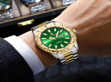 Men'S Watch Stainless Steel Watch Blue Dial Watch Water-Resistant Watch - 959 Gold, Silver, Green V1106-937-97937-GOL-01