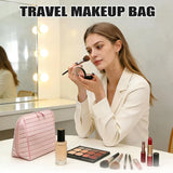 Travel Makeup Bag for Women, Foldable Waterproof Toiletry Organizer with Compartments for Skincare V1189-LC-RY-00030