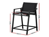 Gardeon 2PC Outdoor Bar Stools Steel Dining Chairs Patio Furniture Garden Black ODF-BA-TEX-BK-2X