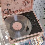 Crosley Voyager Bluetooth Portable Turntable Entertainment Stand Bundle - Floral V398-CRIW8017BST-FL4