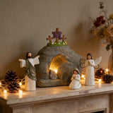 4 Pieces Easter LED Cross Shaped Resin Table Decor Resurrection of Jesus Statue Set Easter Resin V1192-AZ-W-33951