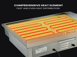 THERMOMATE Commercial Electric Griddle TH-G04, 2400W 55x35cm Half Ribbed Surface V219-FODCAPTHMAG04