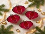 Christabelle 6 Red Glass Christmas Baubles Onion Shape 10cm Xmas Tree Decorations Hanging Ornam 112_YAN353
