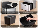 Cefito 63L Rubbish Bin 3 Compartment Stainless Steel Split Door Trash Can Silver RB-63L-3C-SI