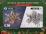 Jingle Jollys 60cm Flocked Snowflake Christmas Wreath Garland Pre-Lit 40 LED Light Decor XM-WRE-SNFL-2FT-LED