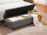 Storage Ottoman Bench, Button-Tufted End of Bed Bench with Side Bags, Flip-up Upholstered Storage V952-BYWSZYXTK404GT90L001V0