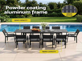 Gardeon Outdoor Dining Set 11PCS Aluminum Extendable Table and Chairs Patio Furniture Black FF-DINING-11ALU-BK-ABCD