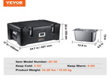 Insulated Food Pan Carrier, 36Qt Capacity, Stackable Catering Hot Box with 3 Stainless Steel Pans, V952-SPBW30-D1330LULKRV0