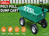 SEDY 225L Poly Pull Dump Cart Garden Hand Trailer Wagon Lawn Wheelbarrow V465-TC2165
